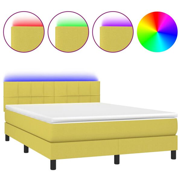 vidaXL z&ouml;ld sz&ouml;vet rug&oacute;s &eacute;s LED-es &aacute;gy matraccal 140x190 cm