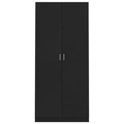 vidaXL fekete forgácslap ruhásszekrény 90 x 52 x 200 cm