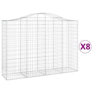 vidaXL 8 db &iacute;ves horganyzott vas gabion kos&aacute;r 200x50x140/160 cm