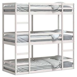 vidaXL feh&eacute;r t&ouml;m&ouml;r fenyőfa h&aacute;romszintes &aacute;gy 90 x 190 cm