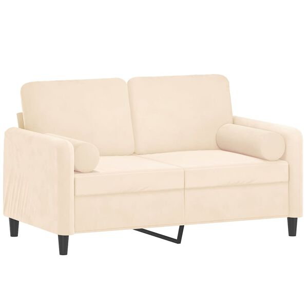 vidaXL 2-szem&eacute;lyes kr&eacute;msz&iacute;nű b&aacute;rsonykanap&eacute; p&aacute;rn&aacute;kkal 120 cm