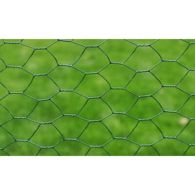 vidaXL zöld horganyzott csirkeháló drótkerítés PVC bevonattal 25x0,5 m