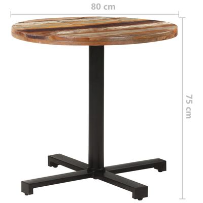 vidaXL kerek tömör újrahasznosított fa bisztróasztal Ø80 x 75 cm