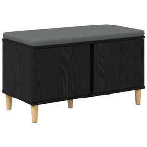 vidaXL Előt&eacute;r pad Fekete T&ouml;lgy 80 x 38 x 46 cm Műanyag Fa &eacute;s Sz&ouml;vet