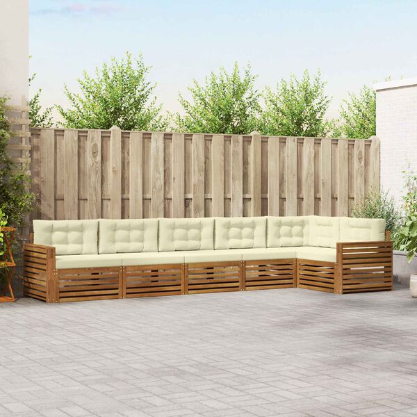 vidaXL K&uuml;lt&eacute;ri kanap&eacute; szett p&aacute;rn&aacute;val 6 pcs Term&eacute;szetes &eacute;s kr&eacute;msz&iacute;nű