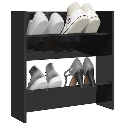 vidaXL magasfényű fekete fali cipősszekrény 60 x 18 x 60 cm
