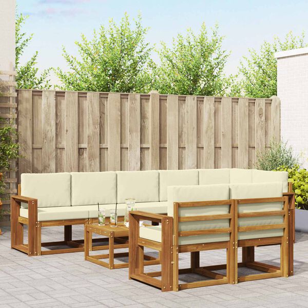 vidaXL K&uuml;lt&eacute;ri kanap&eacute; szett p&aacute;rn&aacute;val 9 pcs Term&eacute;szetes &eacute;s kr&eacute;msz&iacute;nű