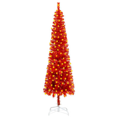 vidaXL piros megvilágított vékony karácsonyfa 150 cm