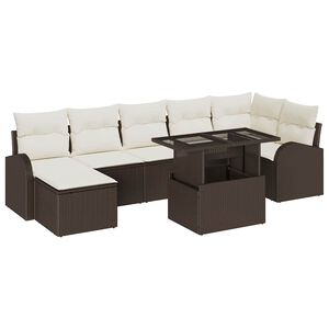 vidaXL Kerti Kanap&eacute; Szett p&aacute;rn&aacute;val 8 pcs Barna &eacute;s kr&eacute;msz&iacute;nű