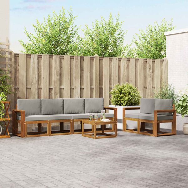 vidaXL K&uuml;lt&eacute;ri kanap&eacute; szett 7 pcs Term&eacute;szetes &eacute;s Vil&aacute;gossz&uuml;rke