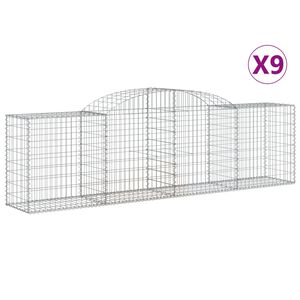 vidaXL 9 db &iacute;ves horganyzott vas gabion kos&aacute;r 300x50x80/100 cm