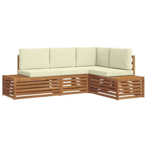 vidaXL K&uuml;lt&eacute;ri kanap&eacute; szett p&aacute;rn&aacute;val 4 Darab Term&eacute;szetes &eacute;s kr&eacute;msz&iacute;nű