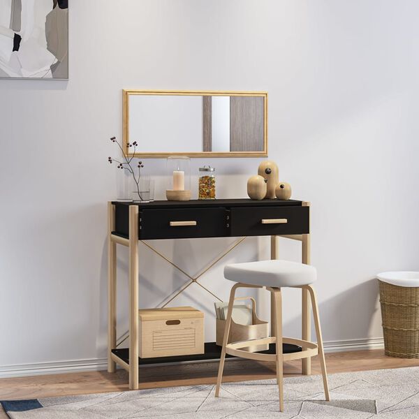 vidaXL fekete szerelt fa t&aacute;lal&oacute;asztal 82x38x75 cm