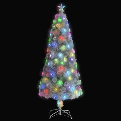 vidaXL fehér száloptikás megvilágított műkarácsonyfa 240 cm
