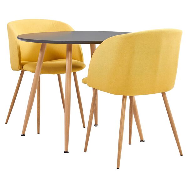 vidaXL 3-r&eacute;szes s&aacute;rga sz&ouml;vet &eacute;tkezőgarnit&uacute;ra