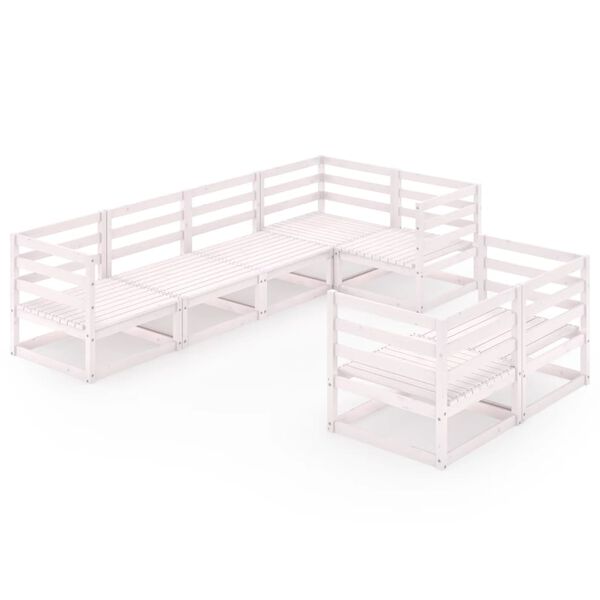 vidaXL 7 r&eacute;szes feh&eacute;r t&ouml;m&ouml;r fenyőfa kerti &uuml;lőgarnit&uacute;ra