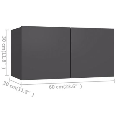 vidaXL 4 db szürke forgácslap TV-szekrény 60 x 30 x 30 cm