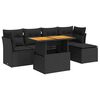 vidaXL 6 r&eacute;szes fekete polyrattan kerti &uuml;lőgarnit&uacute;ra p&aacute;rn&aacute;kkal