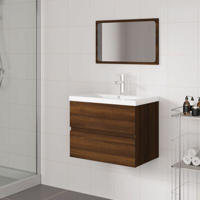 vidaXL barna tölgyszínű szerelt fa fürdőszobai bútorszett