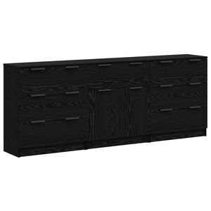 vidaXL Sz&eacute;f fi&oacute;kkal 3 pcs Fekete t&ouml;lgy 181 x 30 x 70 cm Faanyag
