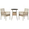 vidaXL Kert étkező szett 3 pcs Bézs Poli rattan