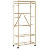 vidaXL bambusz ruha&aacute;llv&aacute;ny polcokkal &eacute;s kerekekkel 90x40x179,5 cm