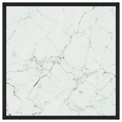 vidaXL fekete dohányzóasztal fehér márvány mintás üveggel 60x60x35 cm