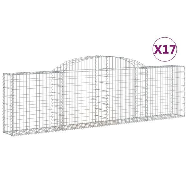 vidaXL 17 db &iacute;ves horganyzott vas gabion kos&aacute;r 300x30x80/100 cm