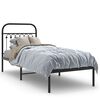 vidaXL fekete f&eacute;m &aacute;gykeret fejt&aacute;ml&aacute;val 75 x 190 cm