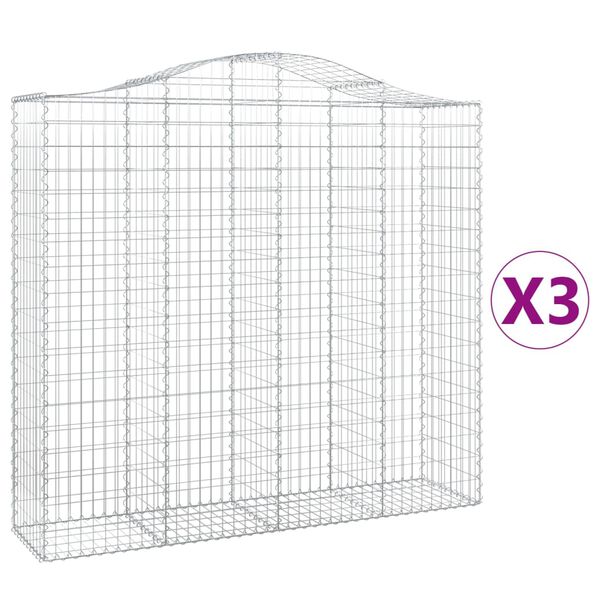 vidaXL 3 db &iacute;ves horganyzott vas gabion kos&aacute;r 200x50x180/200 cm