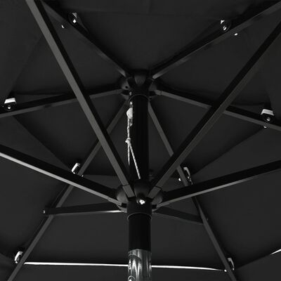 vidaXL 3 szintes fekete napernyő alumíniumrúddal 2 m