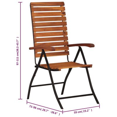 vidaXL 2 db tömör akácfa dönthető kerti szék