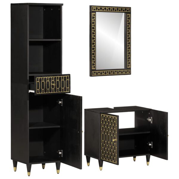 vidaXL 3 részes tömör mangófa fürdőszobai bútorszett