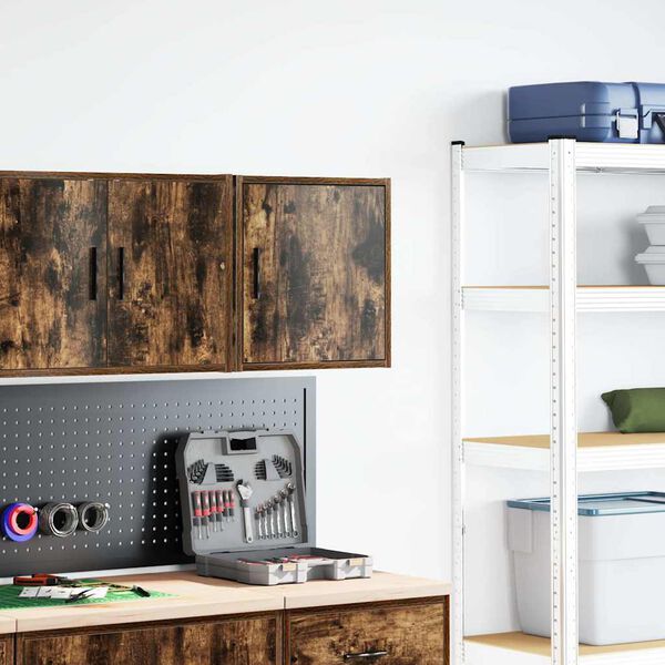 vidaXL füstös tölgy színű szerelt fa garázs fali szekrény