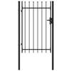 vidaXL fekete acél lándzsahegy tetejű kerítéskapu 1 x 1,5 m