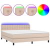 vidaXL cappuccino sz&iacute;nű műbőr rug&oacute;s &aacute;gy matraccal &eacute;s LED-del 180x200cm