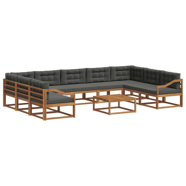 vidaXL K&uuml;lt&eacute;ri kanap&eacute; szett p&aacute;rn&aacute;val 10 pcs Term&eacute;szetes &eacute;s antracit