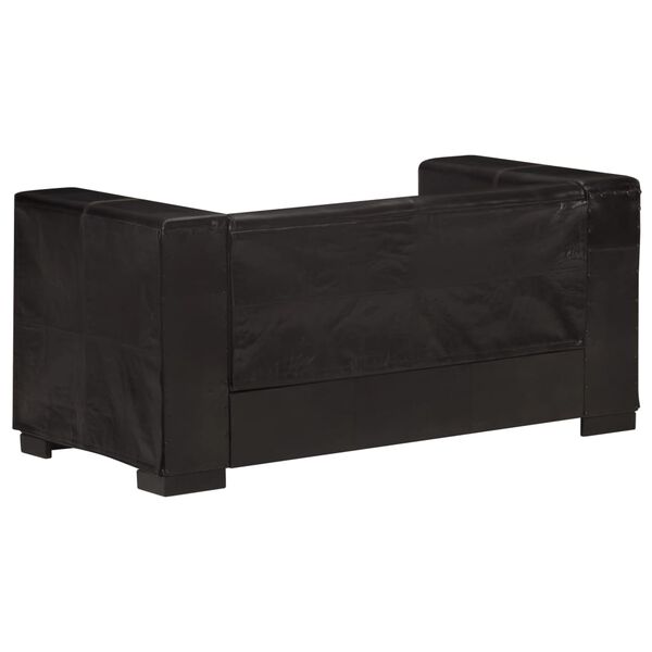 vidaXL fekete kétszemélyes valódi bőr kanapé