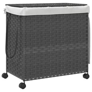 vidaXL sz&uuml;rke rattan szennyeskos&aacute;r kerekekkel 60x35x60,5 cm