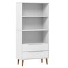 vidaXL MOLDE feh&eacute;r t&ouml;m&ouml;r fenyőfa k&ouml;nyvszekr&eacute;ny 85 x 35 x 170,5 cm