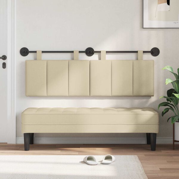 vidaXL Fali Fejt&aacute;mla Falra szerelhető Kr&eacute;m 150 x 55 x 5 cm sz&ouml;vet