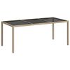 vidaXL b&eacute;zs sz&uuml;rke polyrattan &eacute;s edzett &uuml;veg kerti asztal 190x90x75 cm