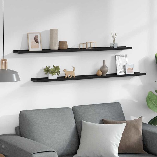 vidaXL 2 db fekete fali polc 115 x 9 x 3 cm