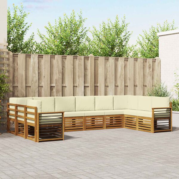 vidaXL Szegment&aacute;lt kanap&eacute; szett 10 pcs Term&eacute;szetes &eacute;s kr&eacute;msz&iacute;nű