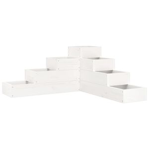 vidaXL feh&eacute;r 4 szintes t&ouml;m&ouml;r fenyőfa kerti vir&aacute;gtart&oacute; 80,5x79x36 cm
