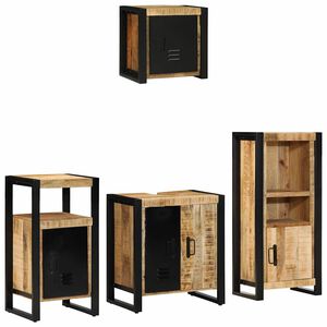 vidaXL F&uuml;rdőszoba b&uacute;tor szett 4 db Barna &eacute;s fekete 55 x 35 x 60 cm