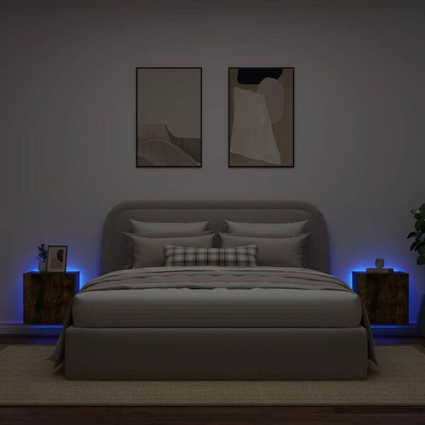 vidaXL 2 db f&uuml;st&ouml;s t&ouml;lgy fali TV-szekr&eacute;ny LED-ekkel 40,5x35x40 cm