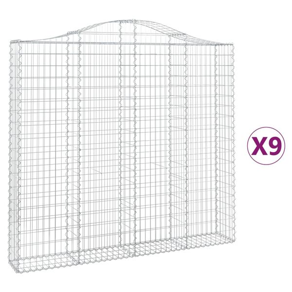 vidaXL 9 db &iacute;ves horganyzott vas gabion kos&aacute;r 200x30x180/200 cm