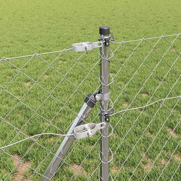 vidaXL Kerítésoszlop Ezüst 10 x 0,4 m (60 x 60 mm háló) Acél