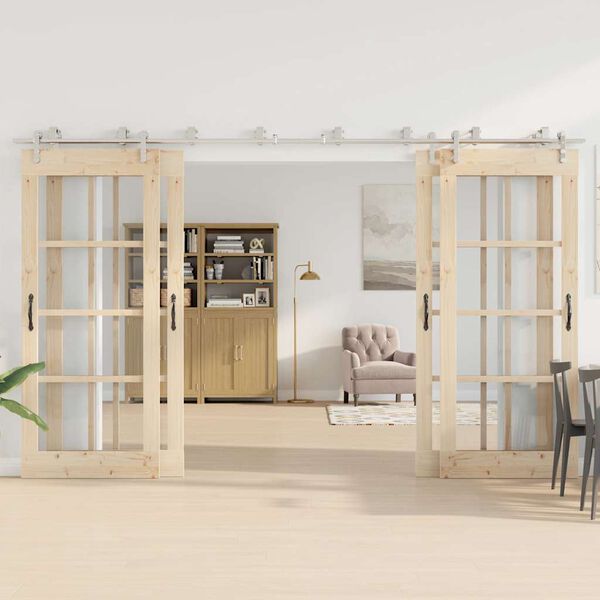 vidaXL ez&uuml;stsz&iacute;nű rozsdamentes ac&eacute;l tol&oacute;ajt&oacute; f&eacute;mszerel&eacute;k k&eacute;szlet 366cm